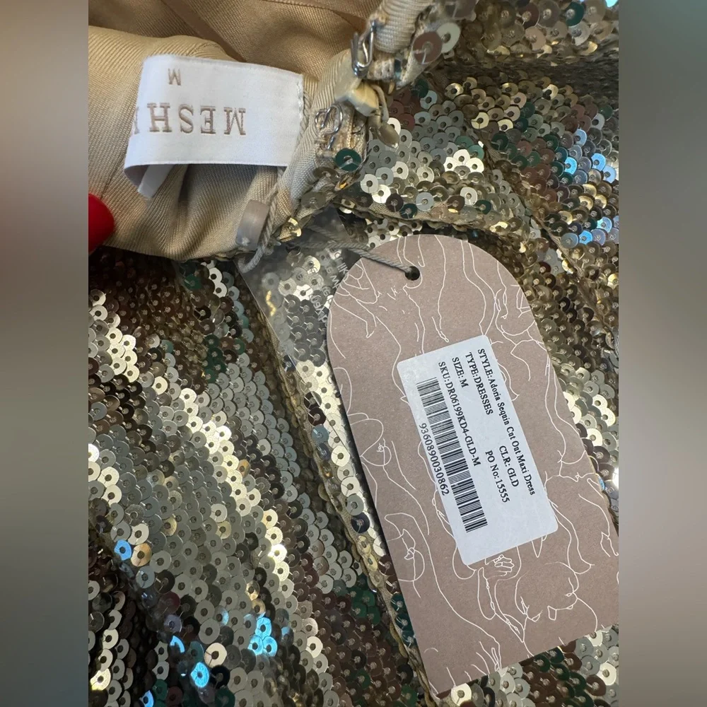 Meshki Adoria Sequin Cut Out Maxi Dress - Gold - Picture 10 of 10